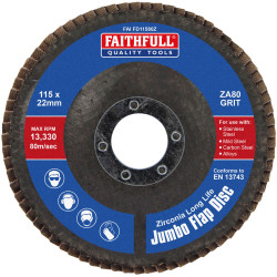 Faithfull FAIFD11580Z Zirconia Abrasive Jumbo Flap Disc ZA80 115mm