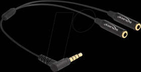 66242 Audio cable, 3.5 mm 4 pin jack plug > 2x 4 pin jack, 0.25 m
