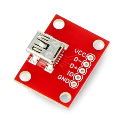 MiniUSB typ B 5 pin - złącze do płytki stykowej - SparkFun BOB-09966