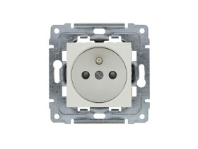 DANTE Gniazdo pojedyncze z uziemieniem z przesłoną torów prądowych bez ramki biały 450434 KOS