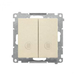 Simon 55 Przycisk podwójny zwierny bez pikt. osobne podśw. dla klawiszy (moduł) 10 AX, szybkozłącza Szampański mat TP2L2.01/144
