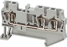 Terminal block, 3 pole, 0.2-2.5 mm², clamping points: 3, gray, spring balancer connection, 20 A, NSYTRR23