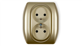 Trend Gniazdo Podwójne Z/U Złoty 6Gp-2Zp