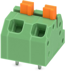 PCB terminal, 2 pole, pitch 5 mm, AWG 24-16, 16 A, spring-clamp connection, green, 1862411