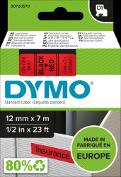 S0720570 DYMO D1 tape, 12 mm, black/red