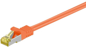 RJ45 patchkabel, CAT 6A S/FTP (PiMF), 500 MHz z CAT 7 kable surowym, Pomarańczowy - Długość kabla 0.25 m