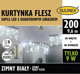 Lampki Bulinex 200led białe zimne 9,60m kurtyna sople flesz