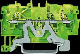 2000-1307 Protective earth terminal block, 3-wire, diameter 0.14 - 1.0 mm,