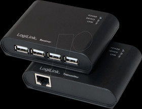 UA0230 USB 2.0 Cat.5 extender, 50 m incl. 4-port Hub, black