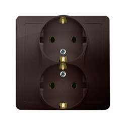 Simon Basic Gniazdo podwójne z/u SCHUKO czekoladowy BGSZ2/47