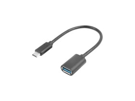 Adapter USB-C 3.1 - USB-A na kablu 15cm czarny OTG LANBERG