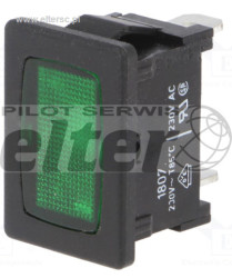 Przeł. kołys. podśw. średni ON-OFF LED 230V ziel.