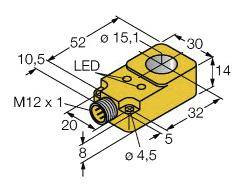 Turck Czujnik indukcyjny PNP, Zamykający BI15R-Q14-AP6X2-H1141