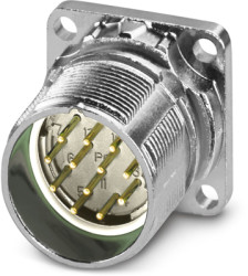 Surface-mounting plug, M23, 12 pole, solder connection, standard/ONECLICK quick locking system, straight, 1339327