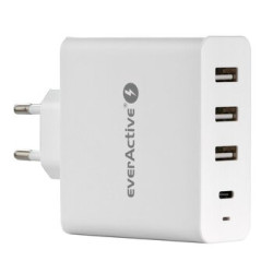 Ładowarka sieciowa everActive SC-500Q z 3 gniazdami USB oraz USB-C PD 60.5W