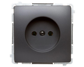 Simon Basic Gniazdo wtyczkowe bez uziemienia (moduł) 16A 250V zaciski śrubowe grafit matowy BMG1.01/28