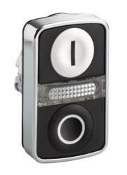 Przycisk biały kryty/czarny kryty podśw. dwuklawiszowy O22 z ozn. ZB4BW7A1721