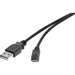 Renkforce RF-4724427 USB cable USB 2.0 USB-A to Micro-B Black 3.00 m Gold