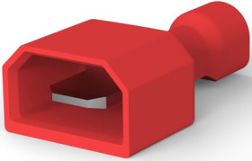 Insulated flat plug sleeve, 4.75 x 0.81 mm, 0.32 to 0.82 mm², AWG 22 to 18, brass, tin-plated, red, 2-521104-2