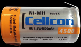 NiMh industrial cell with solder lug, 4500 mAh