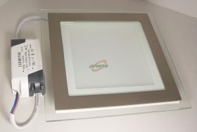 Panel sufit. LED 12W szklany obudowa srebrna kwadrat B.C