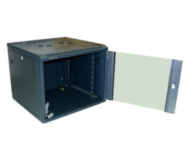 Szafa 19cali wisząca ZETA 9U 600x600 RAL9004 szkłod