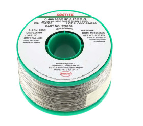 Lut bez ołowiu średnica 0.25mm Multicore 0% Pb temp. topnienia 217°C 250g 0.7% Cu 95.5% Zn 3.8% Ag