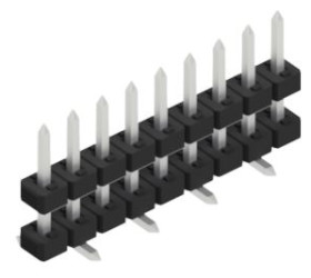 Pin header, 9 pole, pitch 2 mm, angled, black, SLY11SMD0519Z