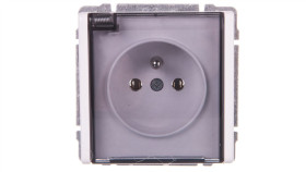 Kos66 Gniazdo Bryzgoszczelne Z/U Ip44 Z Przesłonami Klapka Dymna Białe 660440