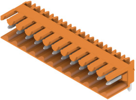 Pin header, 12 pole, pitch 3.5 mm, angled, orange, 1597310000