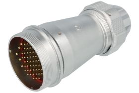 Wtyk; przemysłowe okrągłe; WF55J53ZE1; 53 tory; proste; lutowany; 2,0;2,5mm2; WF55; na przewód; skręcane; stop cynku chromowany;