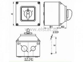 Wyłącznik 25A, 3tory ( 0-1 ) 69x69x73 obudowa