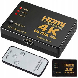 ROZDZIELACZ HDMI SWITCH 3X DO 1 HDMI 4K UHD + PILOT IR