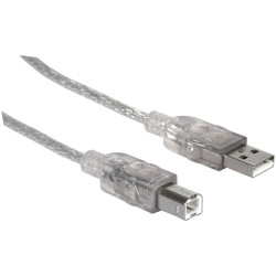Manhattan 333405 USB cable USB 2.0 USB-A to USB-B Silver 1.80 m
