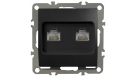 Quadra Gniazdo Komputerowe Podwójne Lan Rj45x2 Czarne