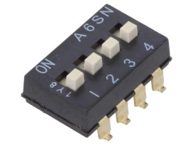 Przełącznik DIP-SWITCH Ilość sekcji 4 ON-OFF 0,025A/24VDC A6SN4104