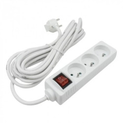 Przedłużacz 3 gniaz. 5m z/u z wyłącznikiem BIAŁY