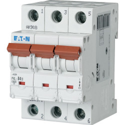 Wyłącznik nadprądowy MCB, Typ B, 3-biegunowy, 4A, 400V, Eaton, PXL
