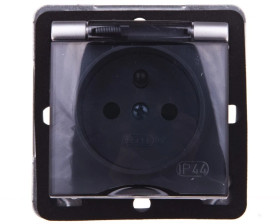 IMPRESJA Gniazdo bryzgoszczelne z/u IP44 z przesłonami klapka przezroczysta srebrne GPH-1YZP/m/18/d