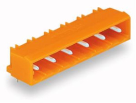 Pin header, 12 pole, pitch 7.62 mm, angled, orange, 231-972/001-000