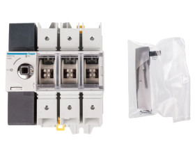 Rozłącznik izolacyjny 3P 160A z widoczną przewą HAE316