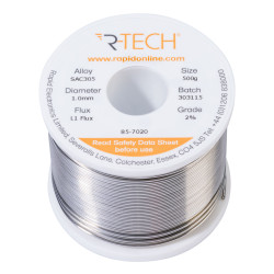 R-TECH 857020 SAC305 Solder 2% L1 Flux &lt;0.5% Halide 1.0mm 500g Reel