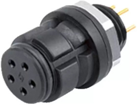 Panel socket, 3 pole, THT, snap lock, straight, 99 9208 090 03