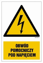 ZNAK - HA010 Obwód pomocniczy pod napięciem 10 x 15 cm FN - Folia samoprzylepna