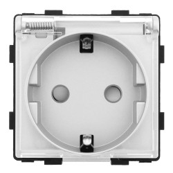 Moduł - Gniazdo elektryczne Schuko IP44 z klapką - szary - Tawoia Glass