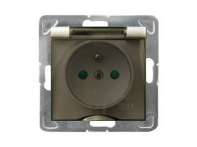 IMPRESJA Gniazdo hermetyczne z uziemieniem IP-44 z przesłonami torów prądowych wieczko przezroczyste ecru GPH-1YZP/m/27/d OSPEL