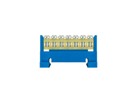 Listwa zerowa zaciskowa na szynę -7 niebieska - niska podstawa