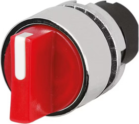Toggle switch, 2 switching positions, illuminable, latching/groping, waistband round, red/white, front ring silver, 90°, mountin