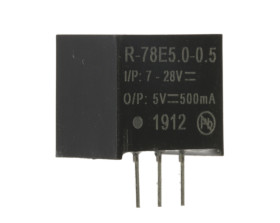 Regulator przełączający, 2.5W, Uwe 7 → 28V dc, Uwy 5V dc, Iwy 500mA, Recom, R-78E-0.5