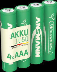 1321-0025 NiMH rechargeable battery, AAA, 1000 mAh, pack of four